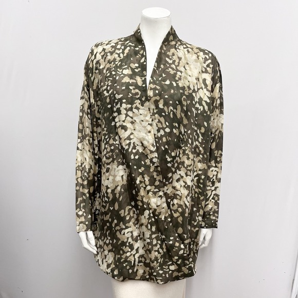 Stella‎ McCartney 100% Silk Blouse Top NWT $1,095 Cross Over Style Camouflage 38 - Picture 1 of 6
